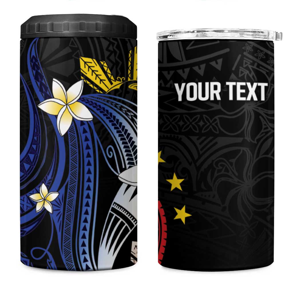 Personalized Philippines Tribal 4 in 1 Can Cooler Tumbler Tropical Waves - Plumeria