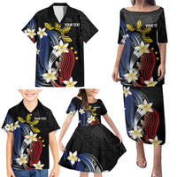 Personalized Philippines Tribal Family Matching Puletasi and Hawaiian Shirt Tropical Waves - Plumeria