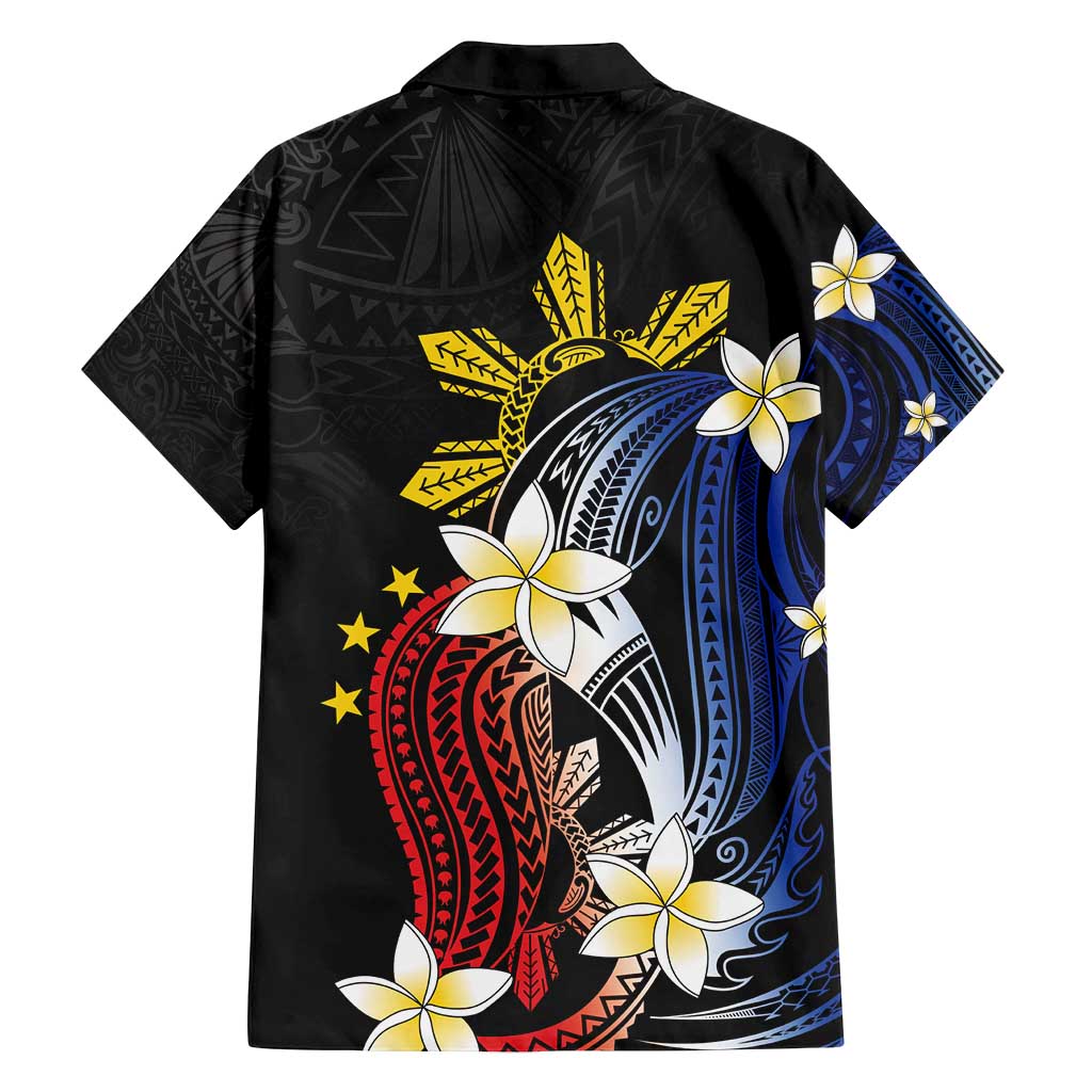 Personalized Philippines Tribal Family Matching Puletasi and Hawaiian Shirt Tropical Waves - Plumeria
