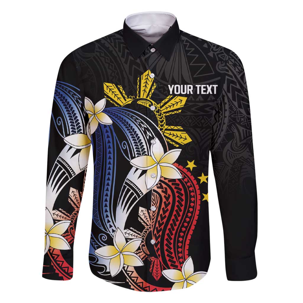 Personalized Philippines Tribal Family Matching Short Sleeve Bodycon Dress and Hawaiian Shirt Tropical Waves - Plumeria