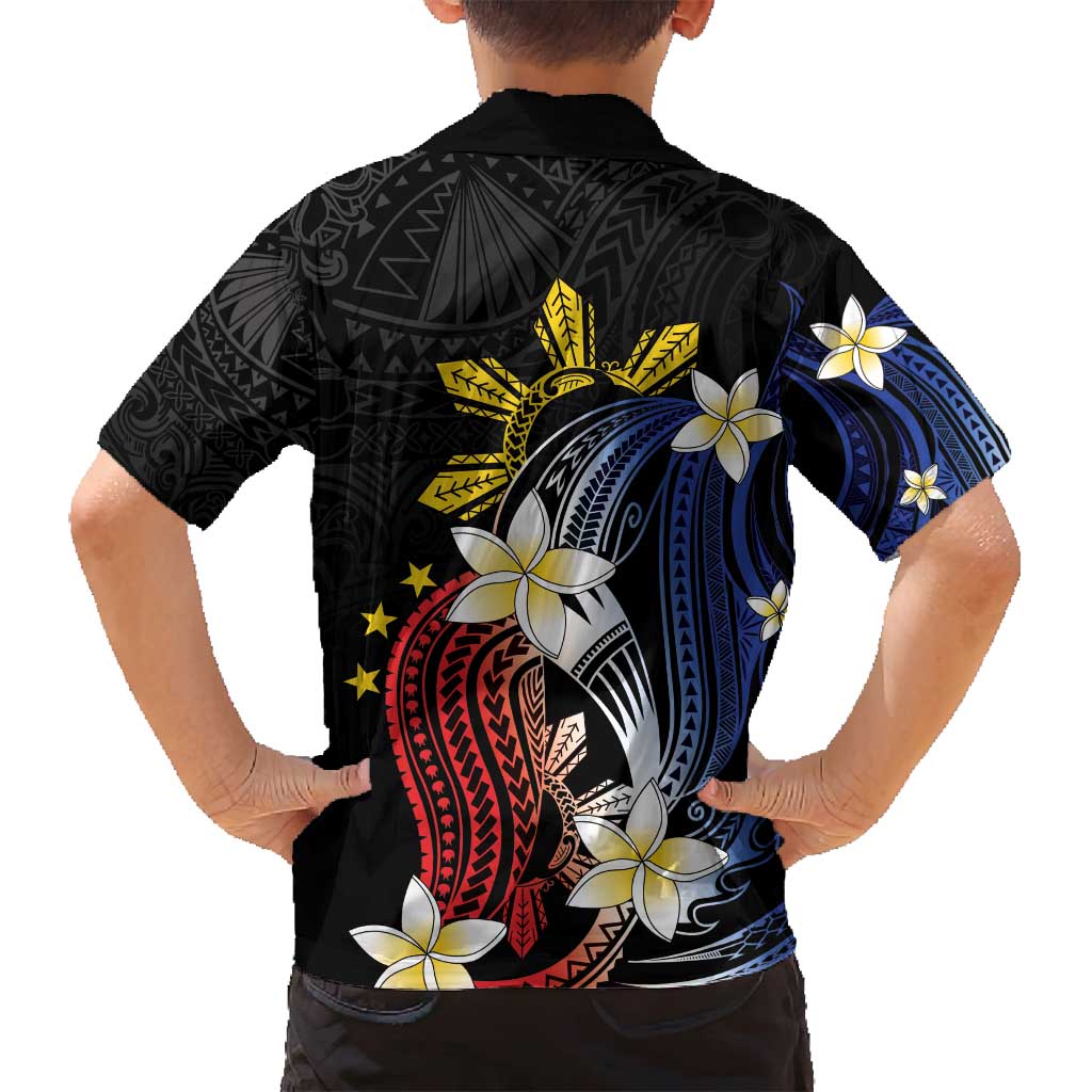 Personalized Philippines Tribal Family Matching Summer Maxi Dress and Hawaiian Shirt Tropical Waves - Plumeria