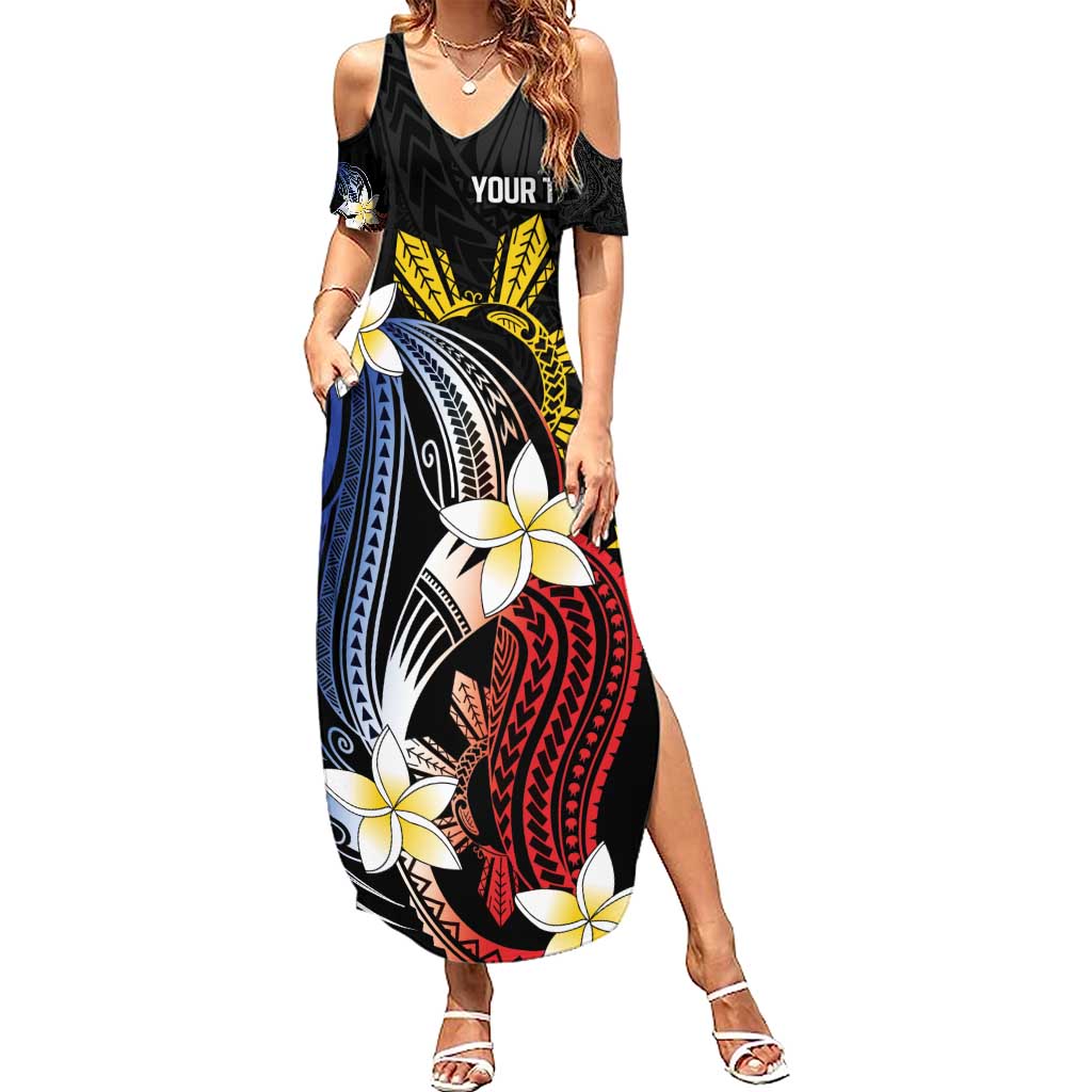 Personalized Philippines Tribal Family Matching Summer Maxi Dress and Hawaiian Shirt Tropical Waves - Plumeria