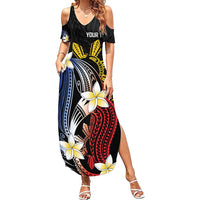 Personalized Philippines Tribal Family Matching Summer Maxi Dress and Hawaiian Shirt Tropical Waves - Plumeria