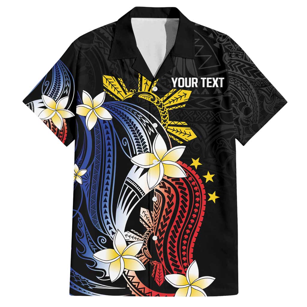 Personalized Philippines Tribal Family Matching Tank Maxi Dress and Hawaiian Shirt Tropical Waves - Plumeria