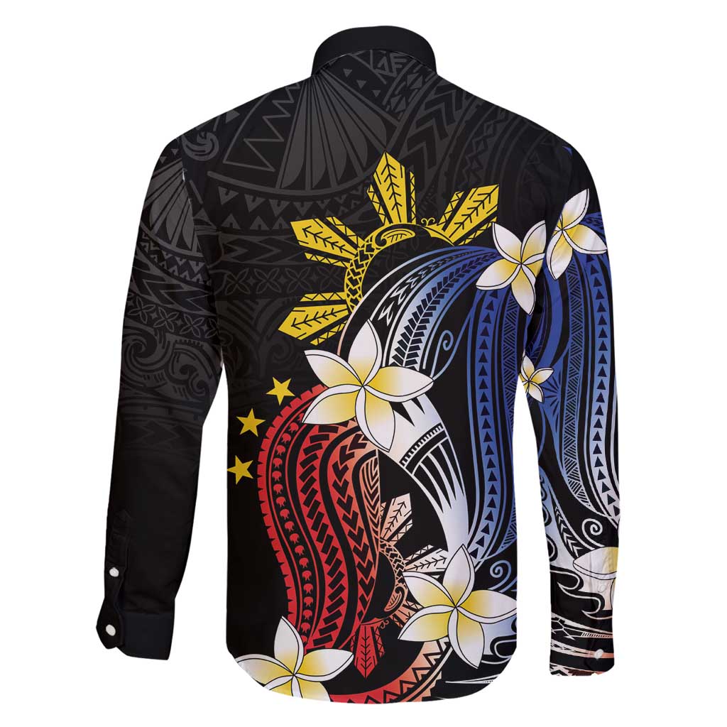 Personalized Philippines Tribal Family Matching Tank Maxi Dress and Hawaiian Shirt Tropical Waves - Plumeria