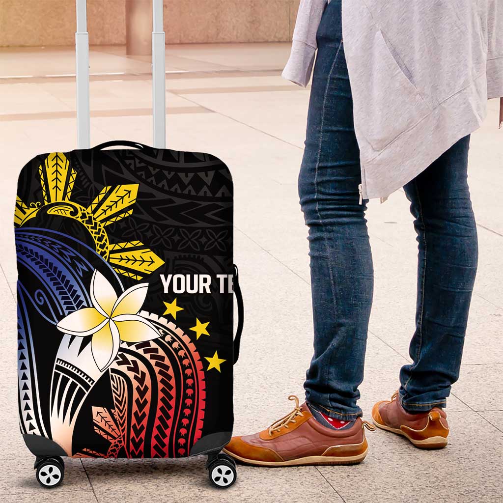 Personalized Philippines Tribal Luggage Cover Tropical Waves - Plumeria