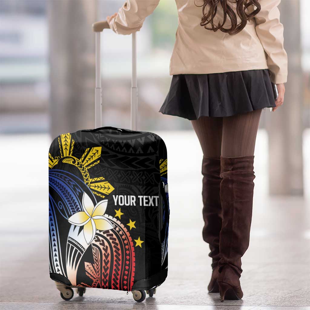Personalized Philippines Tribal Luggage Cover Tropical Waves - Plumeria