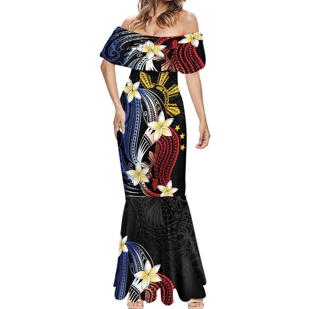 Personalized Philippines Tribal Mermaid Dress Tropical Waves - Plumeria