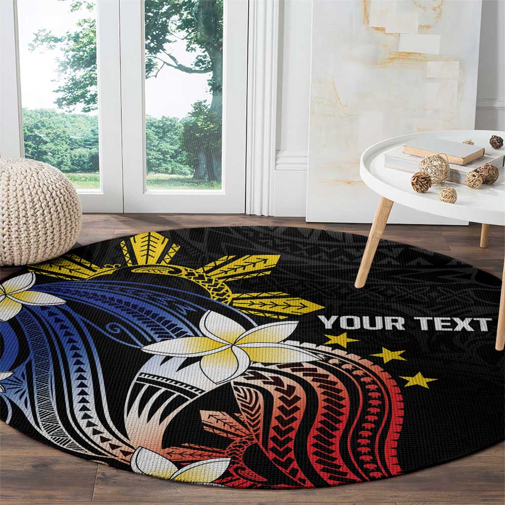 Personalized Philippines Tribal Round Carpet Tropical Waves - Plumeria