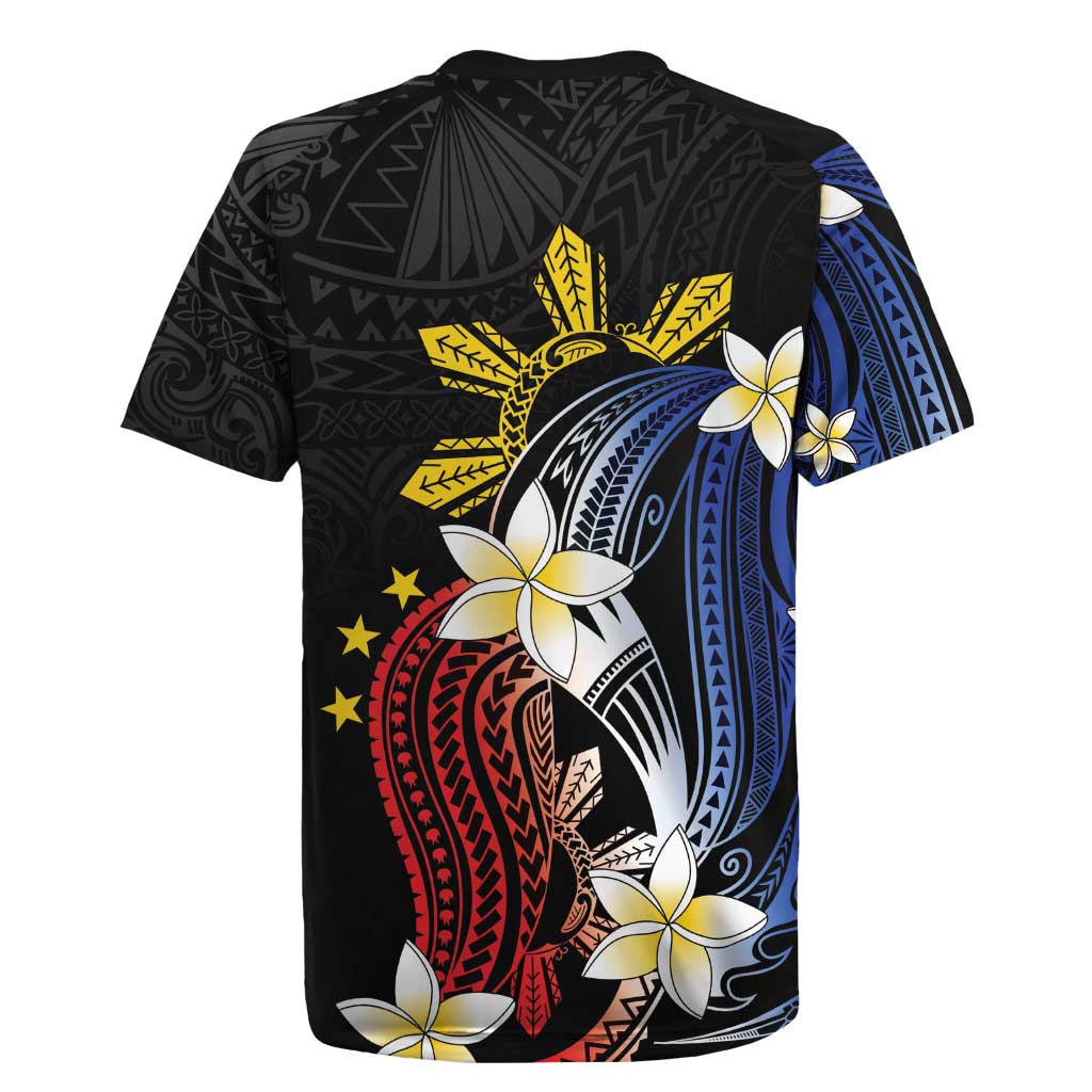 Personalized Philippines Tribal Rugby Jersey Tropical Waves - Plumeria