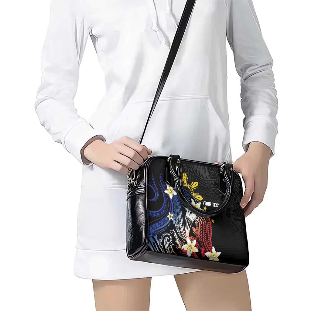 Personalized Philippines Tribal Shoulder Handbag Tropical Waves - Plumeria