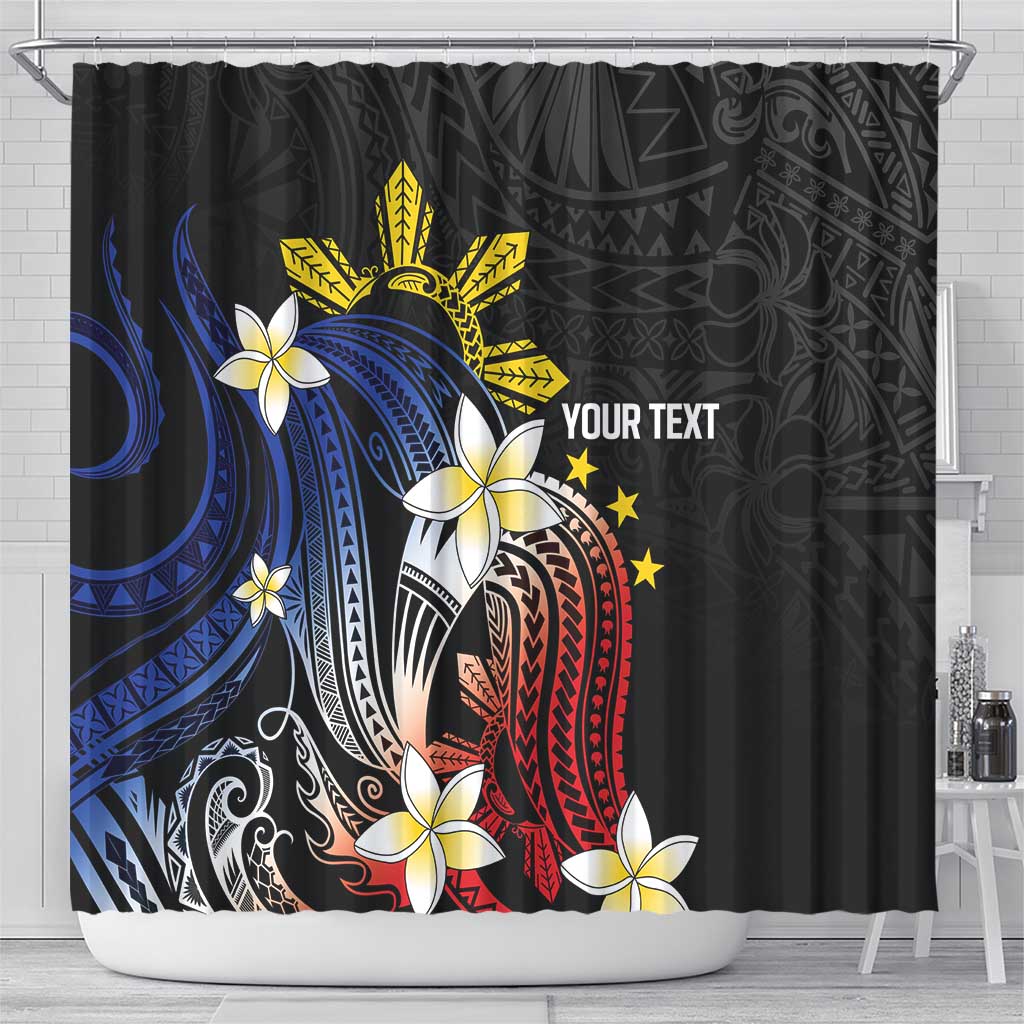 Personalized Philippines Tribal Shower Curtain Tropical Waves - Plumeria