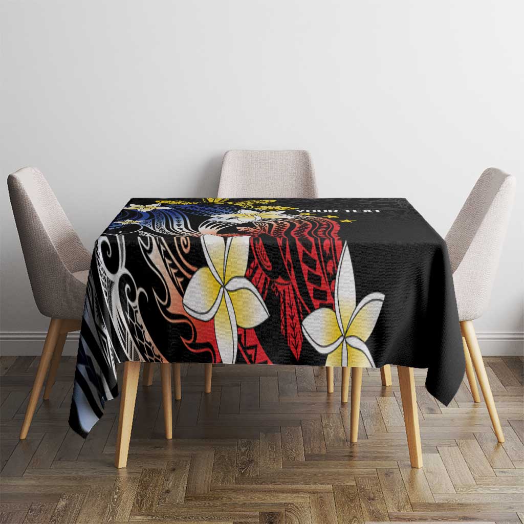 Personalized Philippines Tribal Tablecloth Tropical Waves - Plumeria