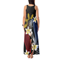 Personalized Philippines Tribal Tank Maxi Dress Tropical Waves - Plumeria