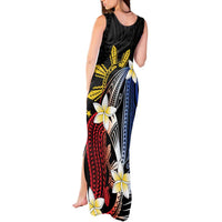 Personalized Philippines Tribal Tank Maxi Dress Tropical Waves - Plumeria