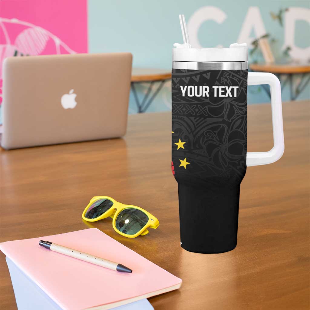 Personalized Philippines Tribal Tumbler With Handle Tropical Waves - Plumeria