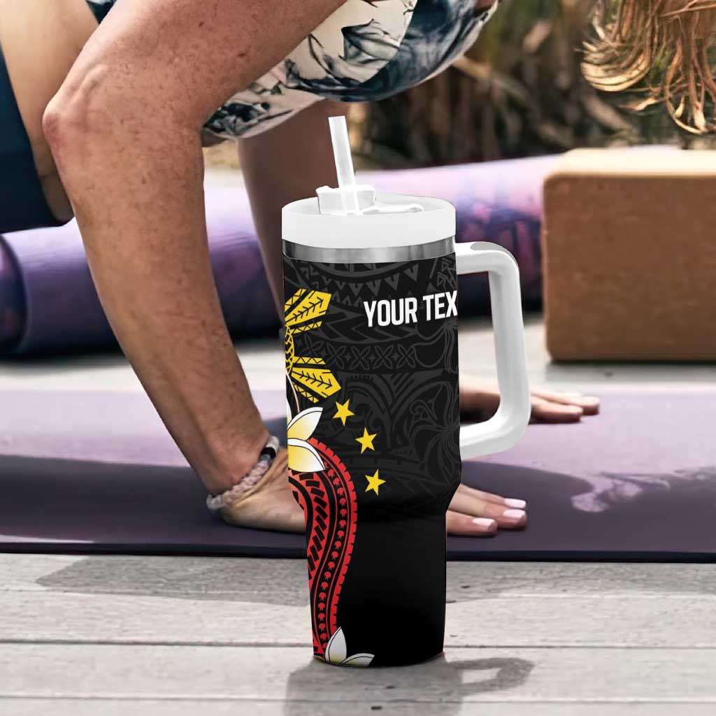 Personalized Philippines Tribal Tumbler With Handle Tropical Waves - Plumeria