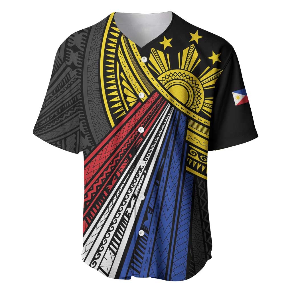 Philippines Sun Baseball Jersey Pasifika Tribal Style