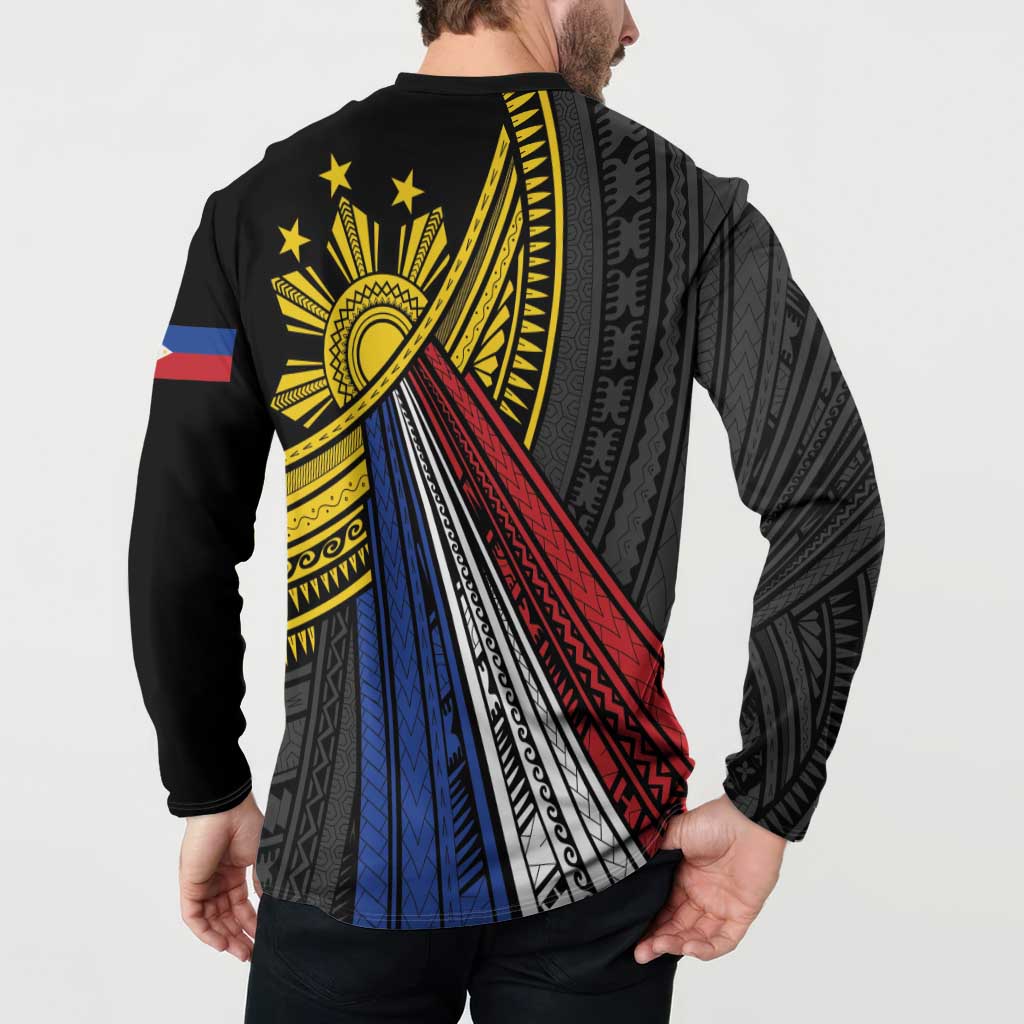 Philippines Sun Button Sweatshirt Pasifika Tribal Style