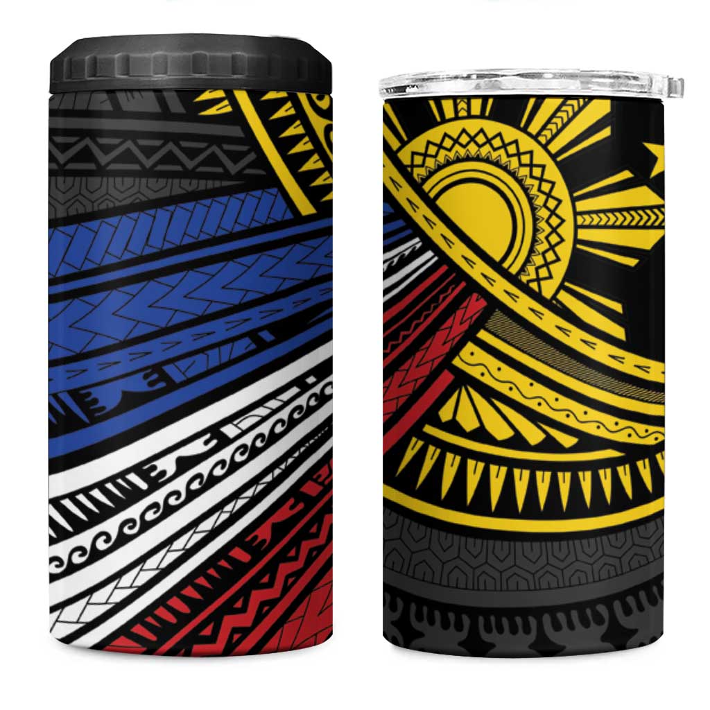 Philippines Sun 4 in 1 Can Cooler Tumbler Pasifika Tribal Style