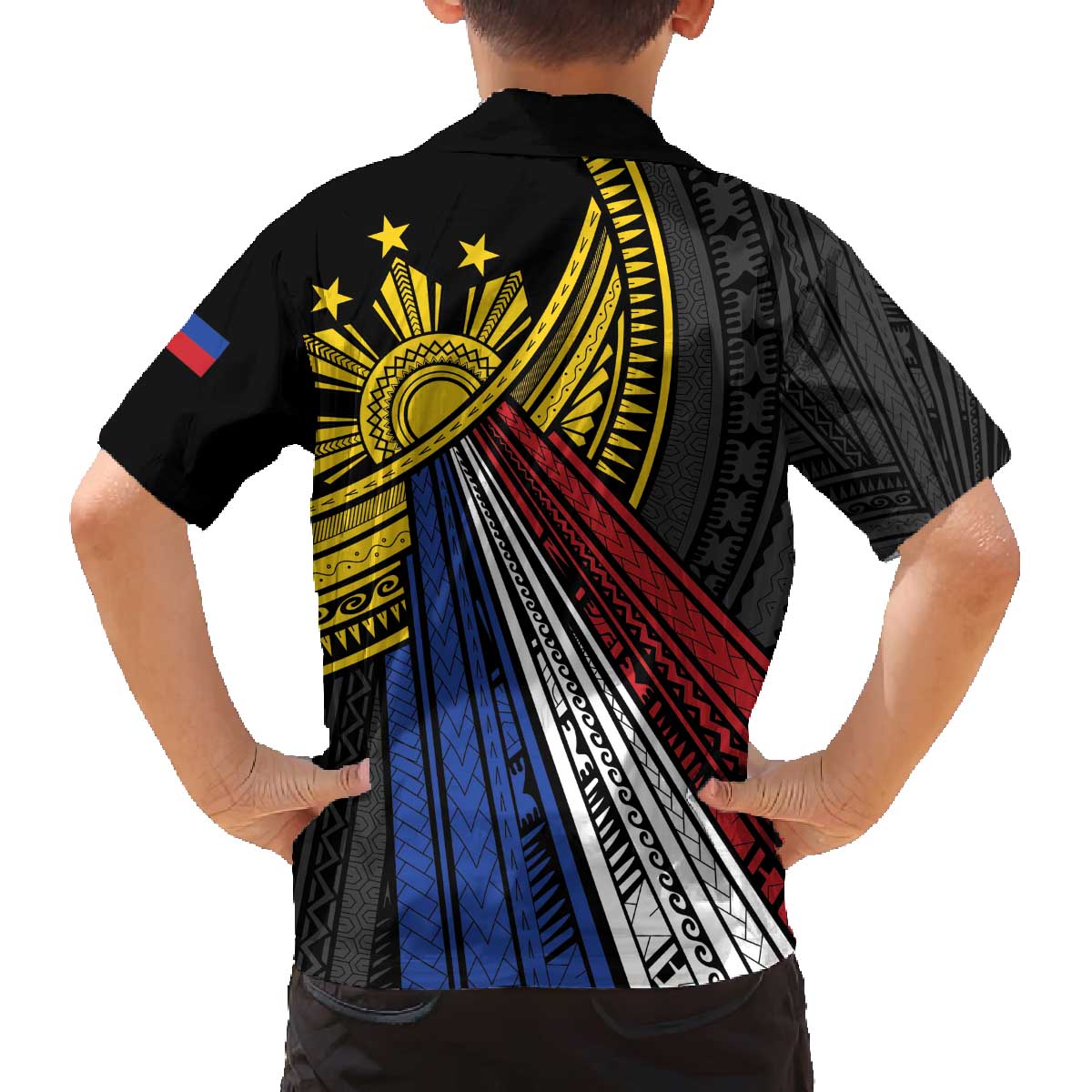 Philippines Sun Family Matching Off The Shoulder Long Sleeve Dress and Hawaiian Shirt Pasifika Tribal Style