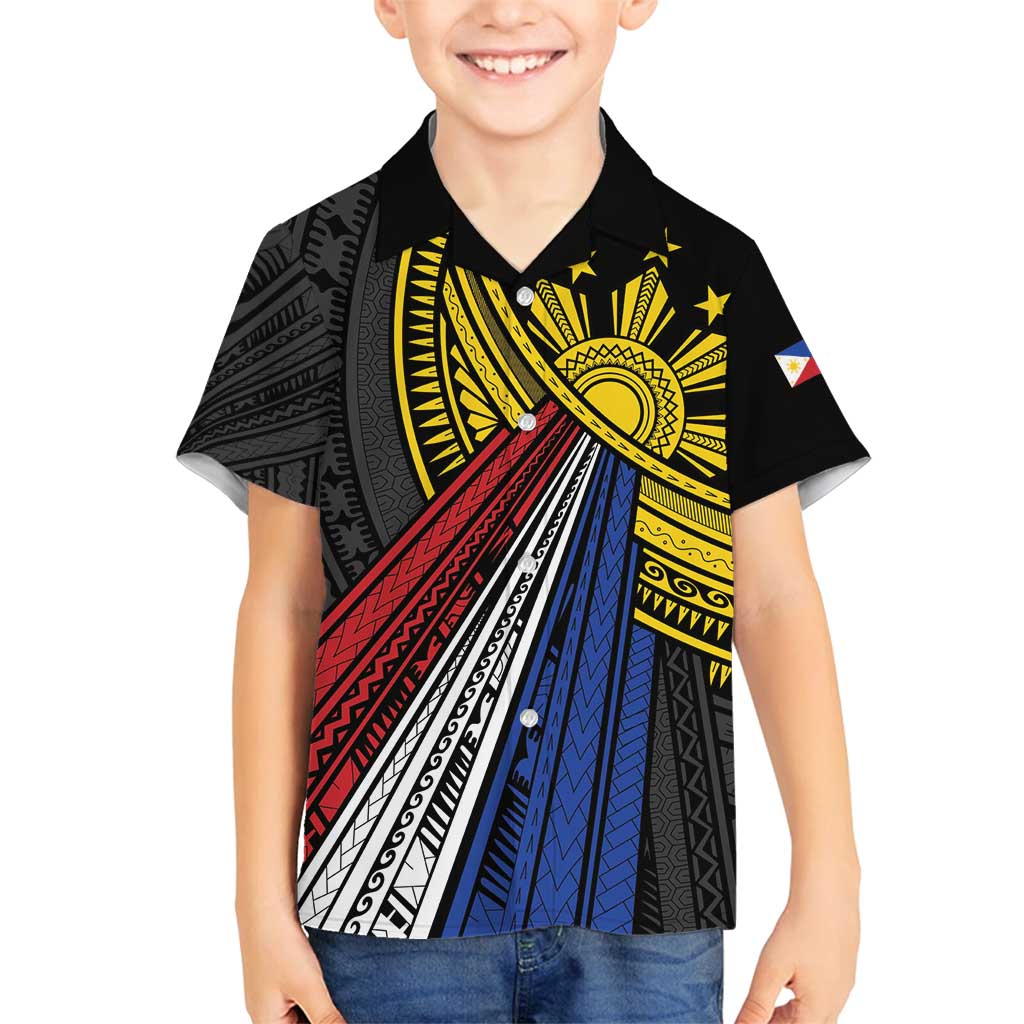 Philippines Sun Family Matching Puletasi and Hawaiian Shirt Pasifika Tribal Style