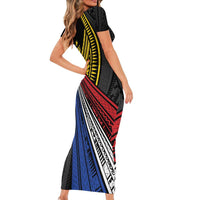 Philippines Sun Short Sleeve Bodycon Dress Pasifika Tribal Style