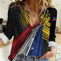 Philippines Sun Women Casual Shirt Pasifika Tribal Style