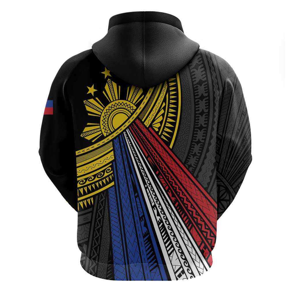 Philippines Sun Zip Hoodie Pasifika Tribal Style