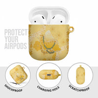 Hawaii Oahu Island Flowers Lei AirPods Case Yellow Ilima Mix Plumeria