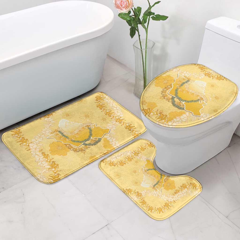 Hawaii Oahu Island Flowers Lei Bathroom Set Yellow Ilima Mix Plumeria