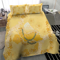 Hawaii Oahu Island Flowers Lei Bedding Set Yellow Ilima Mix Plumeria