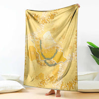 Hawaii Oahu Island Flowers Lei Blanket Yellow Ilima Mix Plumeria