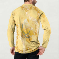 Hawaii Oahu Island Flowers Lei Button Sweatshirt Yellow Ilima Mix Plumeria LT7 - Polynesian Pride