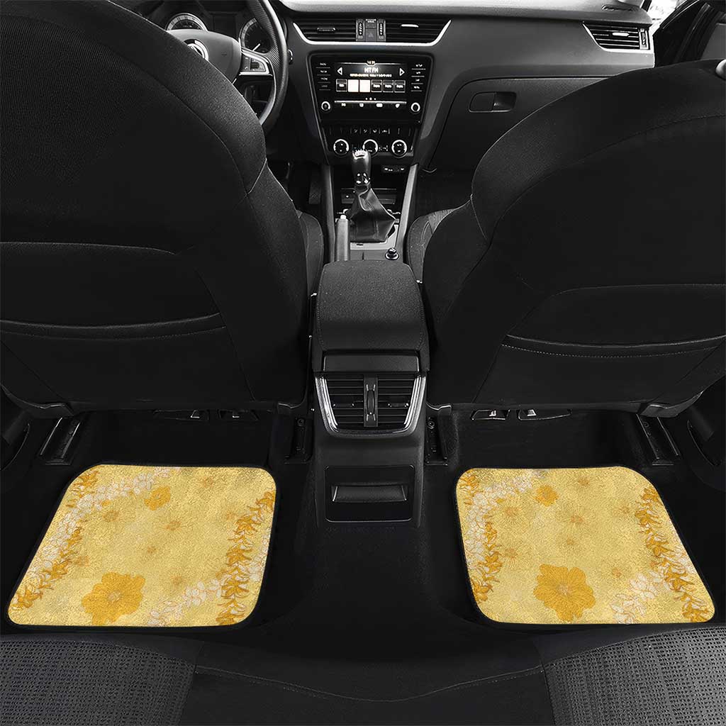 Hawaii Oahu Island Flowers Lei Car Mats Yellow Ilima Mix Plumeria