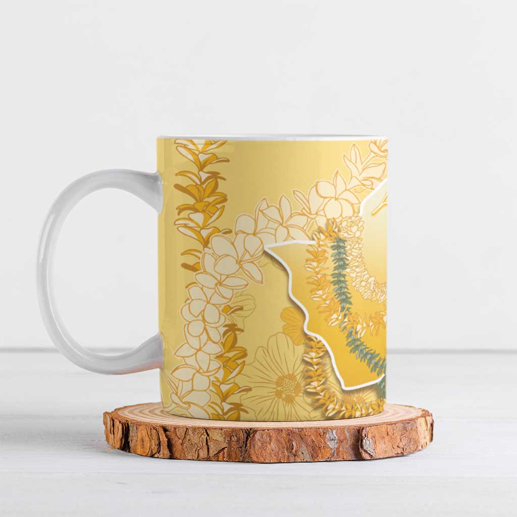 Hawaii Oahu Island Flowers Lei Ceramic Mug Yellow Ilima Mix Plumeria