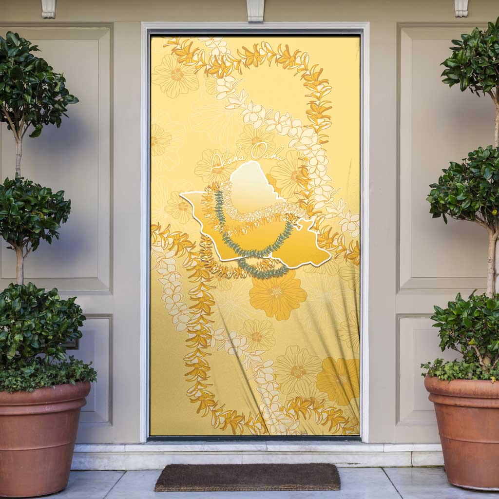 Hawaii Oahu Island Flowers Lei Door Cover Yellow Ilima Mix Plumeria LT7 Yellow - Polynesian Pride
