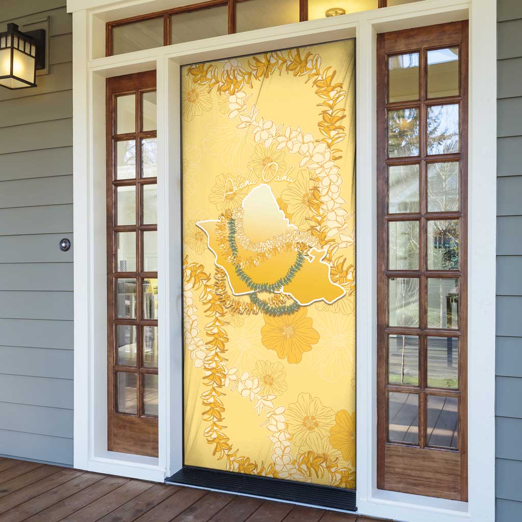Hawaii Oahu Island Flowers Lei Door Cover Yellow Ilima Mix Plumeria LT7 - Polynesian Pride