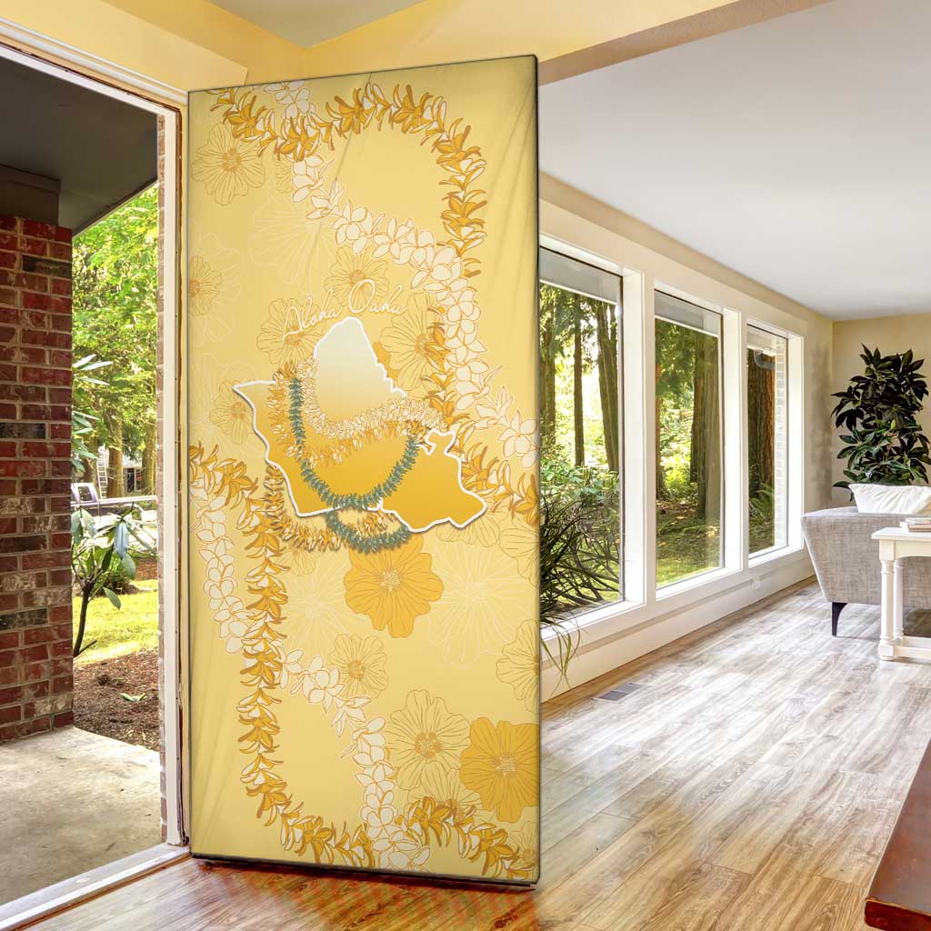 Hawaii Oahu Island Flowers Lei Door Cover Yellow Ilima Mix Plumeria LT7 - Polynesian Pride