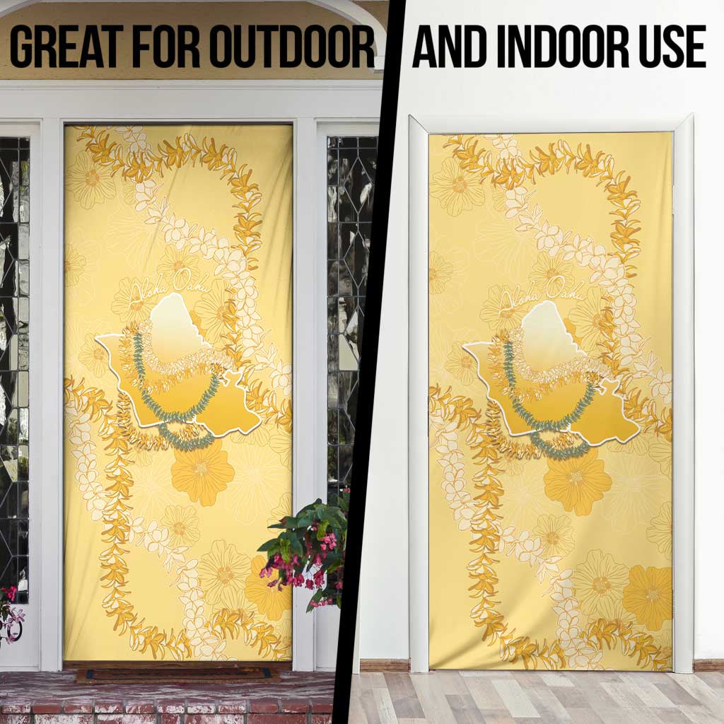 Hawaii Oahu Island Flowers Lei Door Cover Yellow Ilima Mix Plumeria LT7 - Polynesian Pride