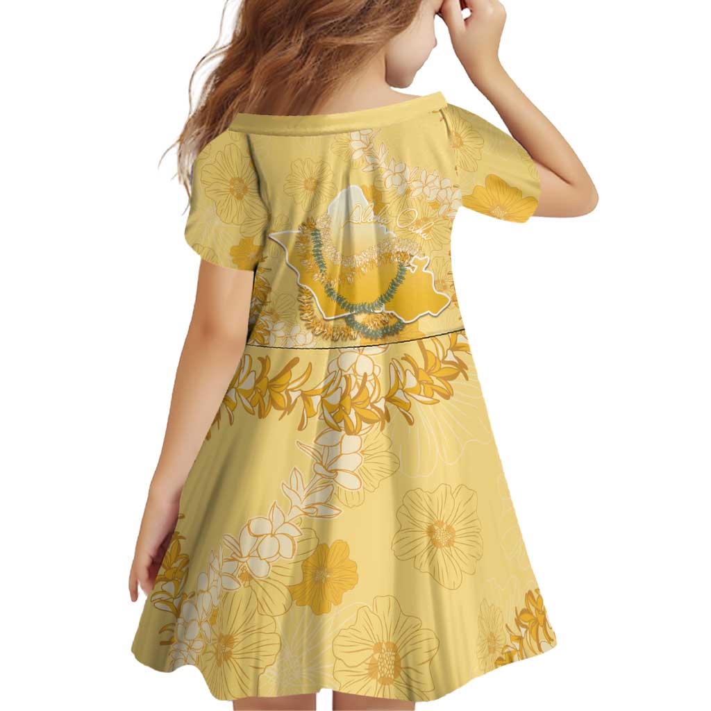 Hawaii Oahu Island Flowers Lei Family Matching Long Sleeve Bodycon Dress and Hawaiian Shirt Yellow Ilima Mix Plumeria LT7 - Polynesian Pride