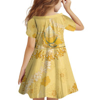 Hawaii Oahu Island Flowers Lei Family Matching Long Sleeve Bodycon Dress and Hawaiian Shirt Yellow Ilima Mix Plumeria LT7 - Polynesian Pride