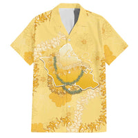 Hawaii Oahu Island Flowers Lei Family Matching Long Sleeve Bodycon Dress and Hawaiian Shirt Yellow Ilima Mix Plumeria LT7 Dad's Shirt - Short Sleeve Yellow - Polynesian Pride