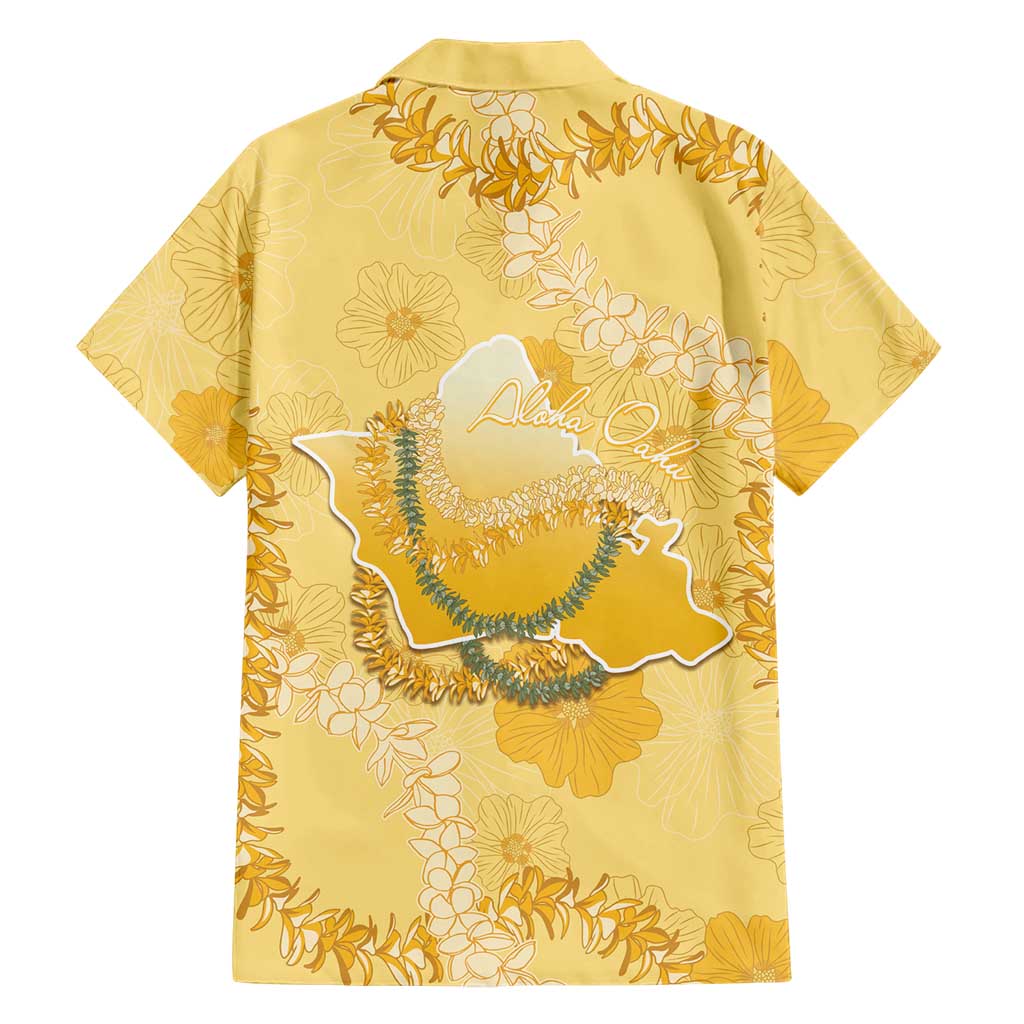 Hawaii Oahu Island Flowers Lei Family Matching Long Sleeve Bodycon Dress and Hawaiian Shirt Yellow Ilima Mix Plumeria LT7 - Polynesian Pride