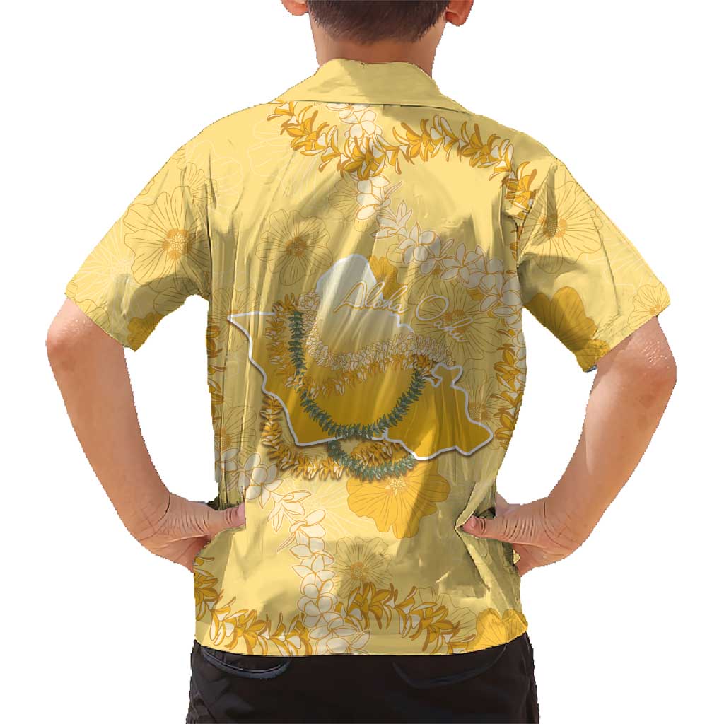 Hawaii Oahu Island Flowers Lei Hawaiian Shirt Yellow Ilima Mix Plumeria LT7 - Polynesian Pride