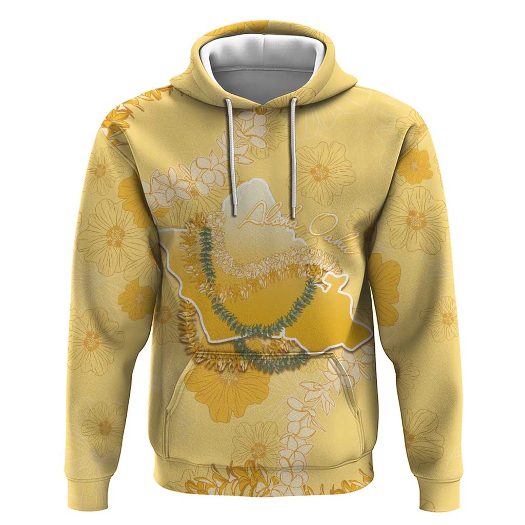 Hawaii Oahu Island Flowers Lei Hoodie Yellow Ilima Mix Plumeria LT7 Pullover Hoodie Yellow - Polynesian Pride