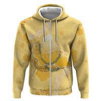 Hawaii Oahu Island Flowers Lei Hoodie Yellow Ilima Mix Plumeria LT7 Zip Hoodie Yellow - Polynesian Pride