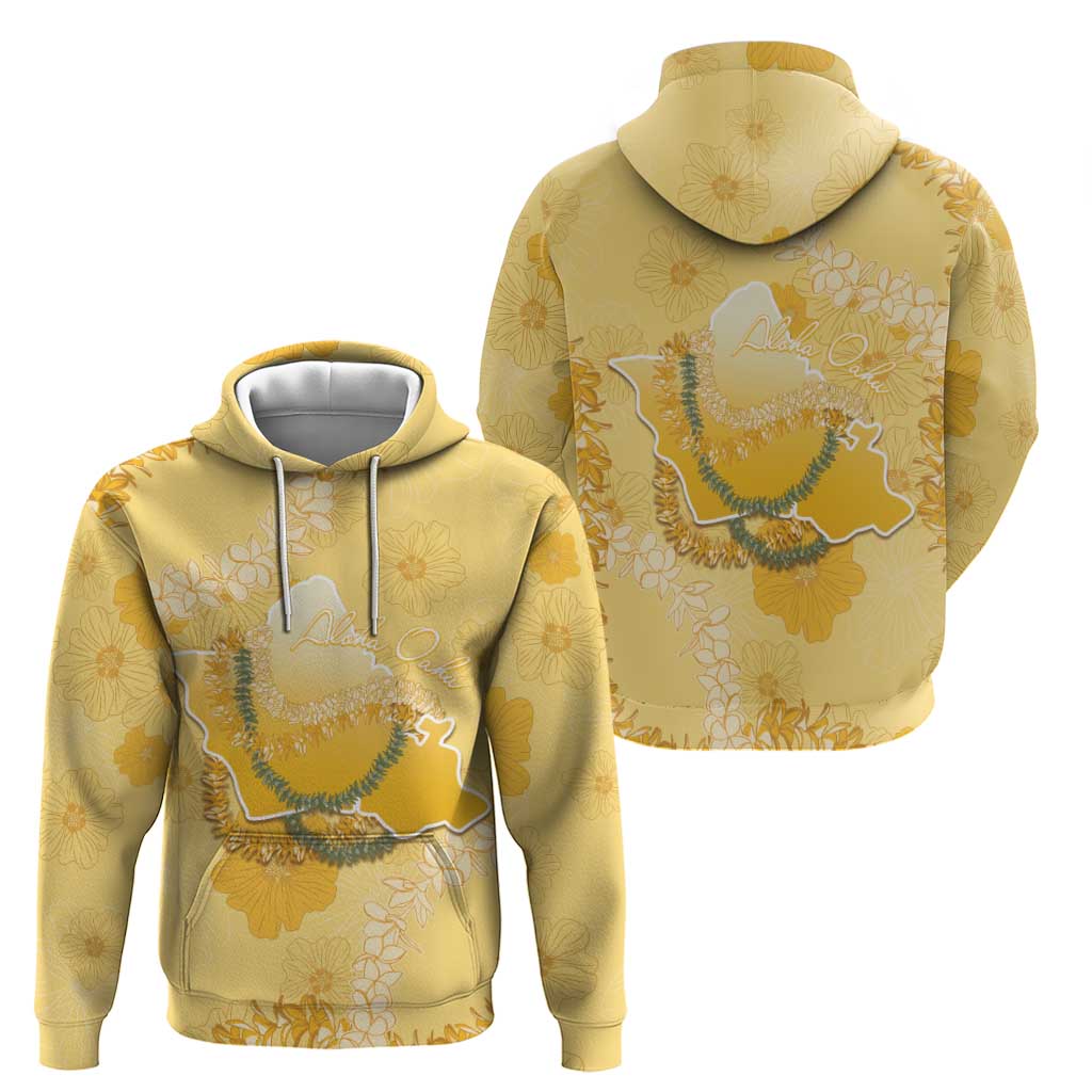 Hawaii Oahu Island Flowers Lei Hoodie Yellow Ilima Mix Plumeria LT7 - Polynesian Pride