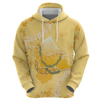 Hawaii Oahu Island Flowers Lei Hoodie Yellow Ilima Mix Plumeria LT7 - Polynesian Pride