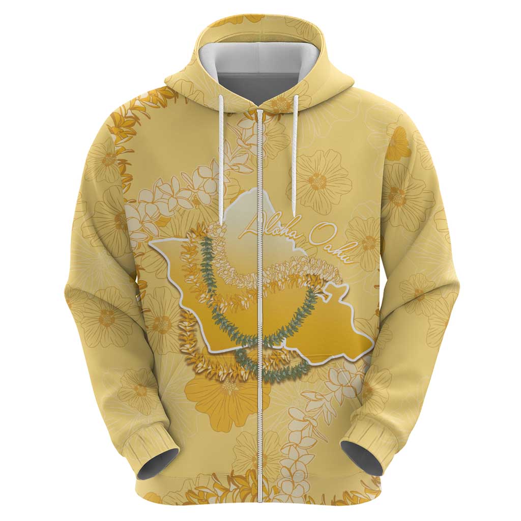 Hawaii Oahu Island Flowers Lei Hoodie Yellow Ilima Mix Plumeria LT7 - Polynesian Pride